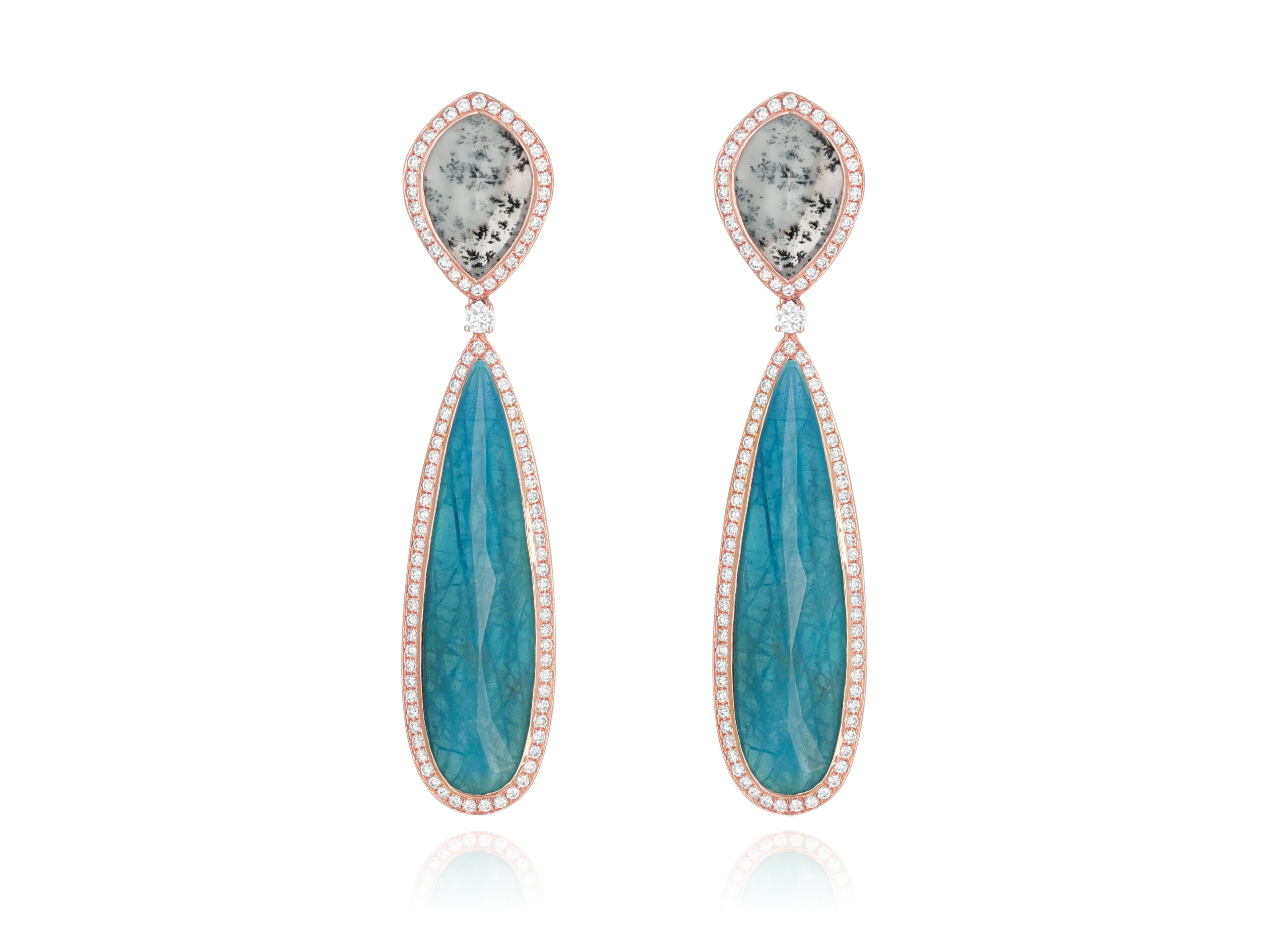 Boucles d’Oreilles Apatite et Agate Moucheté