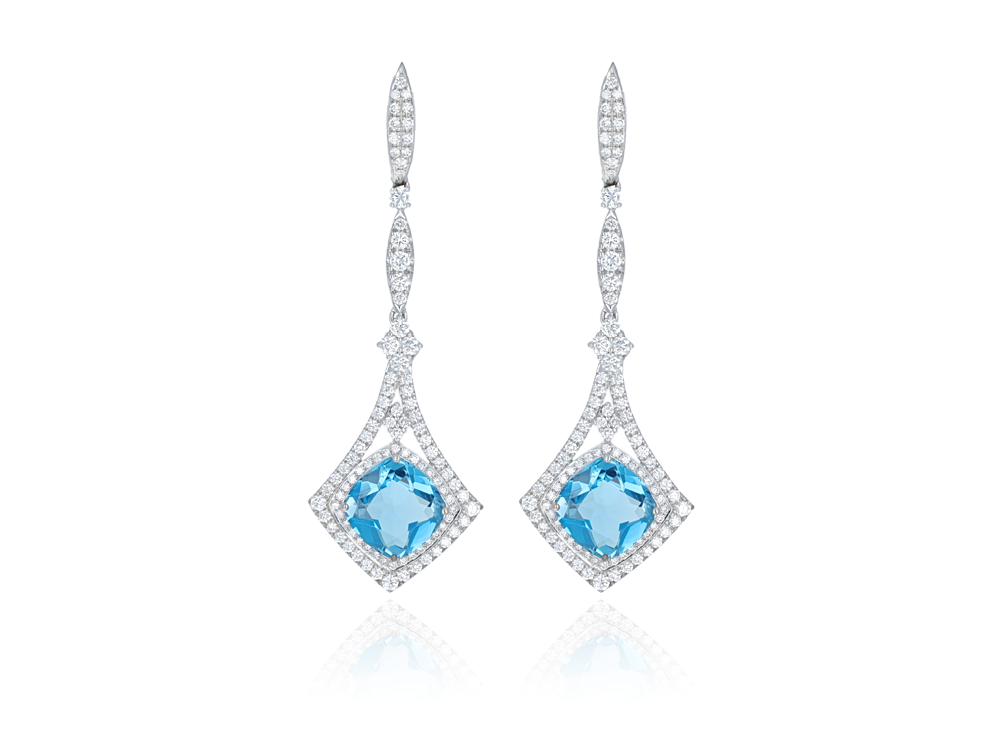 Boucles d’Oreilles Swiss Blue Pendantes