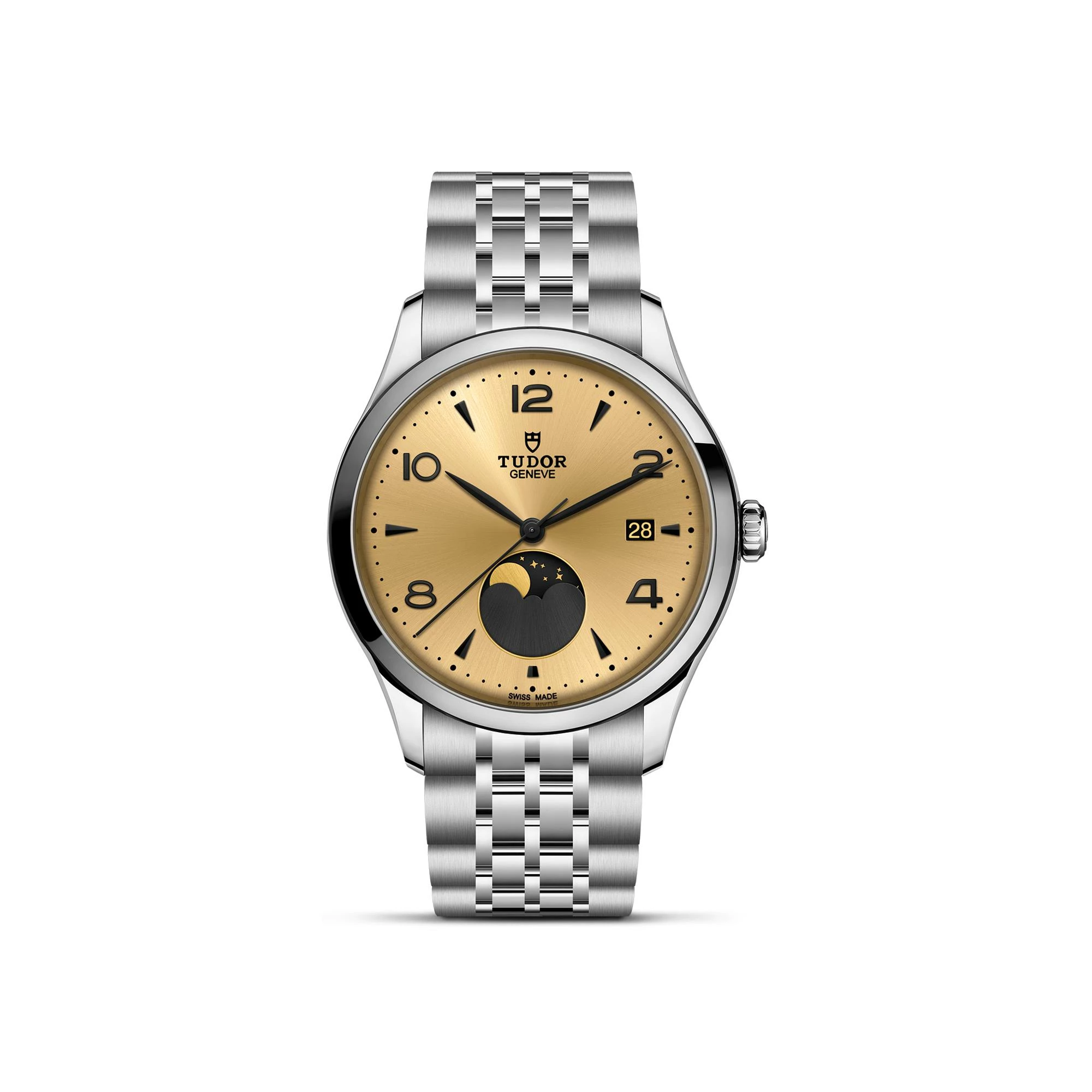 Montre TUDOR 1926 Luna, boîtier en acier, 39 mm, indicateur des phases de la lune