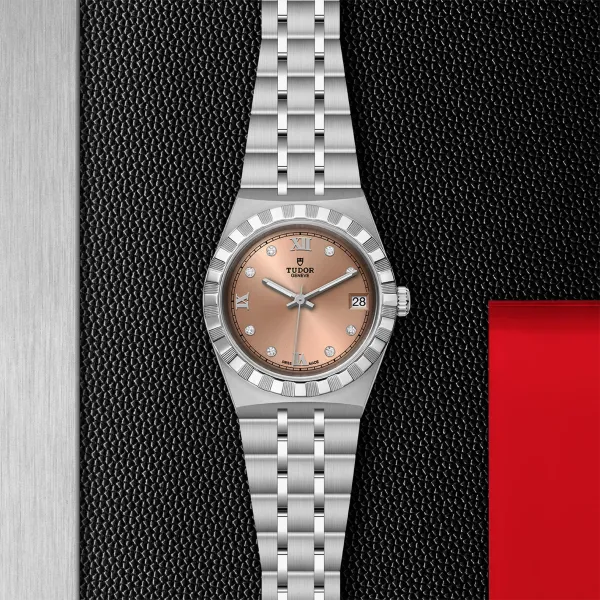 Montre TUDOR Royal boîtier en acier, 34 mm, cadran serti de diamants