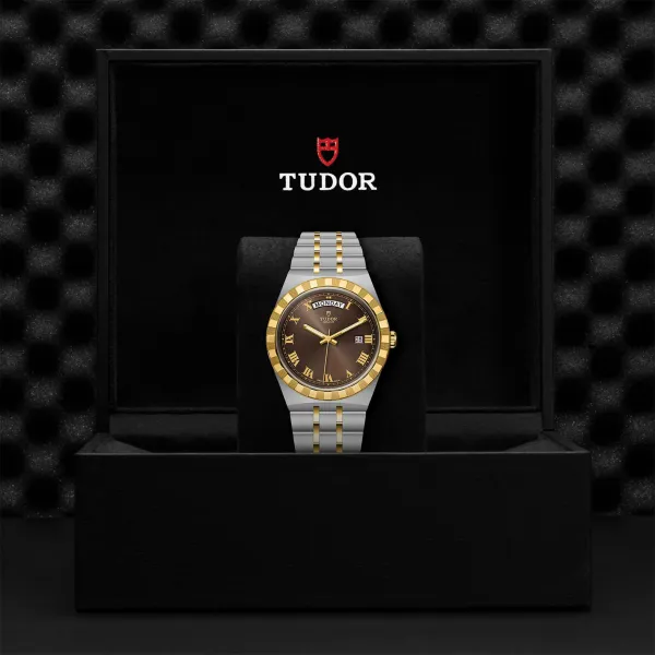 Montre TUDOR Royal boîtier en acier, 41 mm, lunette en or jaune