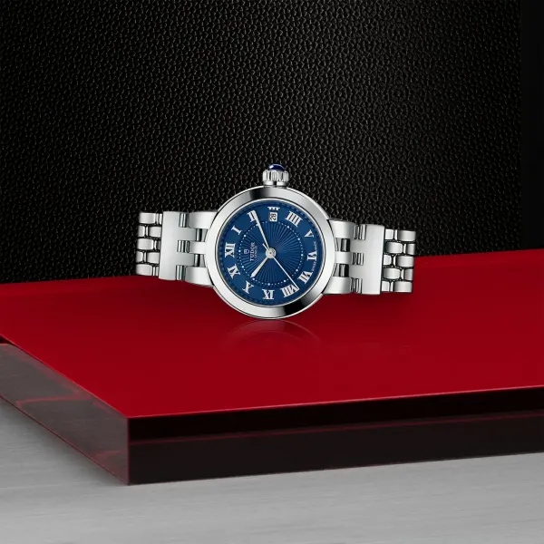 Montre TUDOR Clair de Rose, boîtier en acier, 26 mm, cadran bleu
