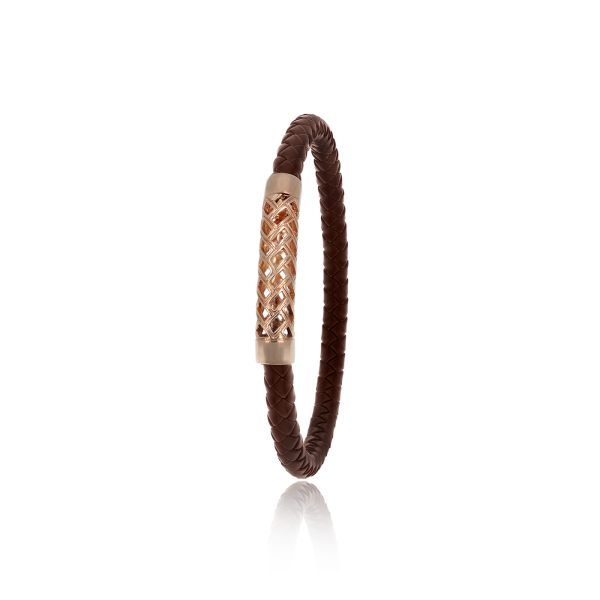 Bracelet Tresse Cuir Marron