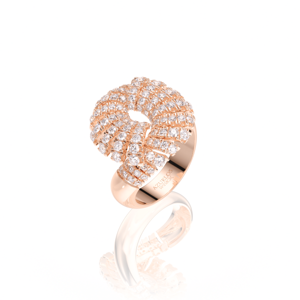 Bague Eventail Or Rose Sertie