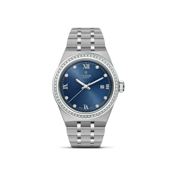 TUDOR Royal watch, 28mm steel case, diamond-set dial