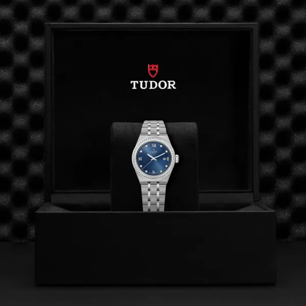 TUDOR Royal watch, 28mm steel case, diamond-set dial