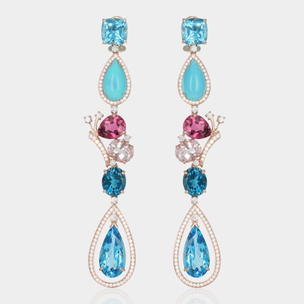 Boucles d’Oreilles d’Exception Muti-Pierres