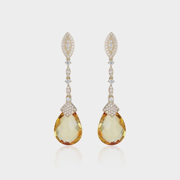 Boucles d’Oreilles Citrine Pendantes