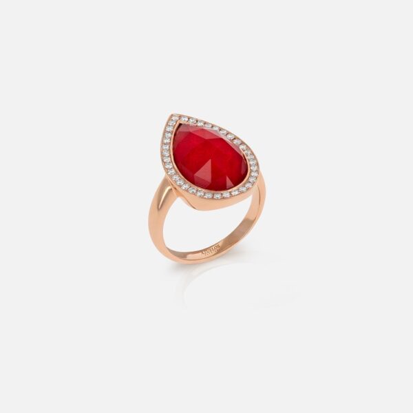 Bague Poire Couleur Rubis